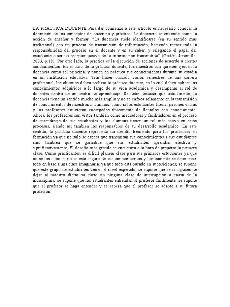 Que Es La Practica Docente | PDF | Enseñando | Maestros
