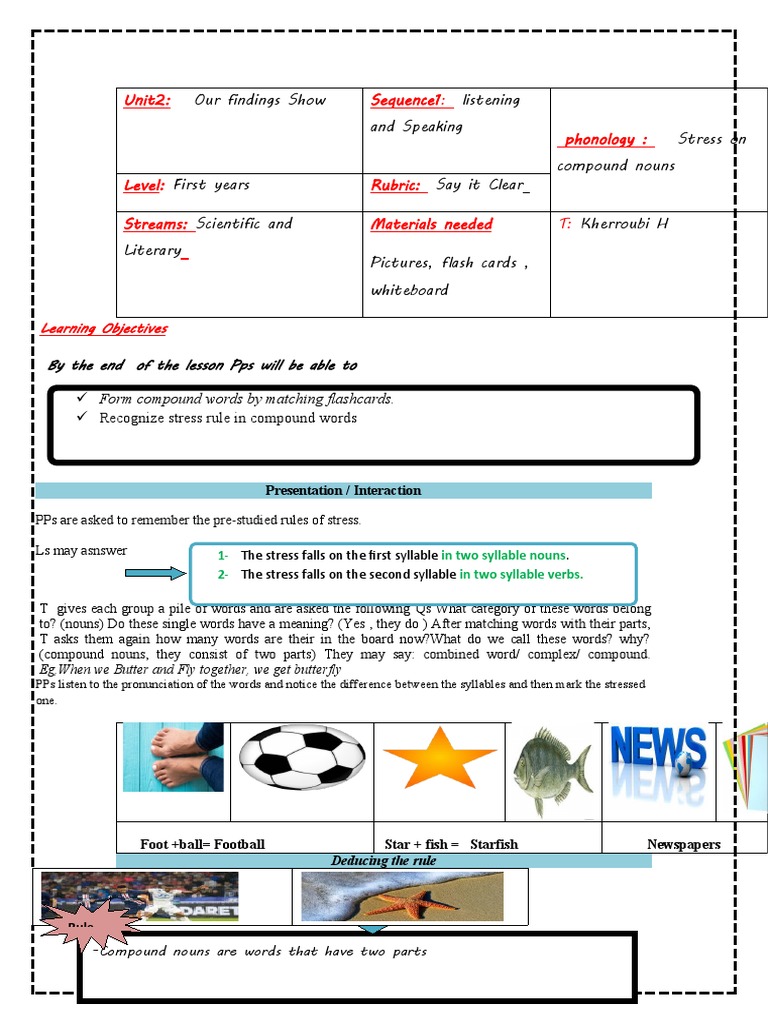 Stress Patterns in Compound Nouns | PDF | Word | Stress (Linguistics)