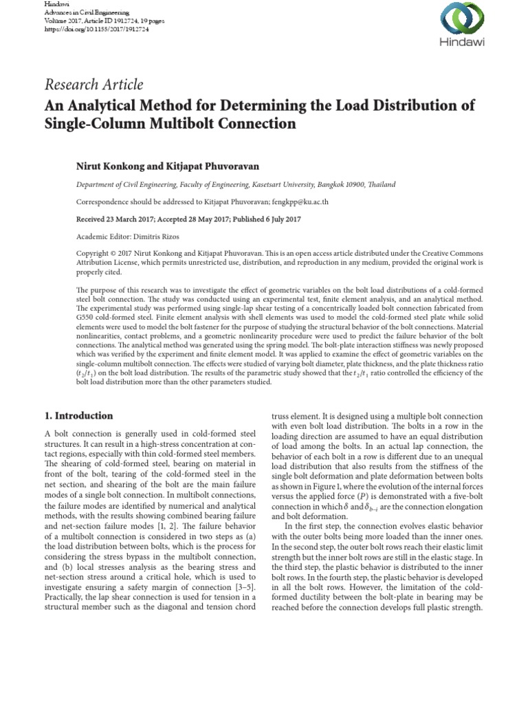 Fastener Load Distribution Multiple Joints PDF Strength Of