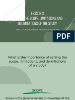 Unit 3 Lesson 3 Setting The Scope Limitation and Delimitations of The Study