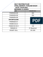 Daily classroom seating plan for Punjabi Bagh venues