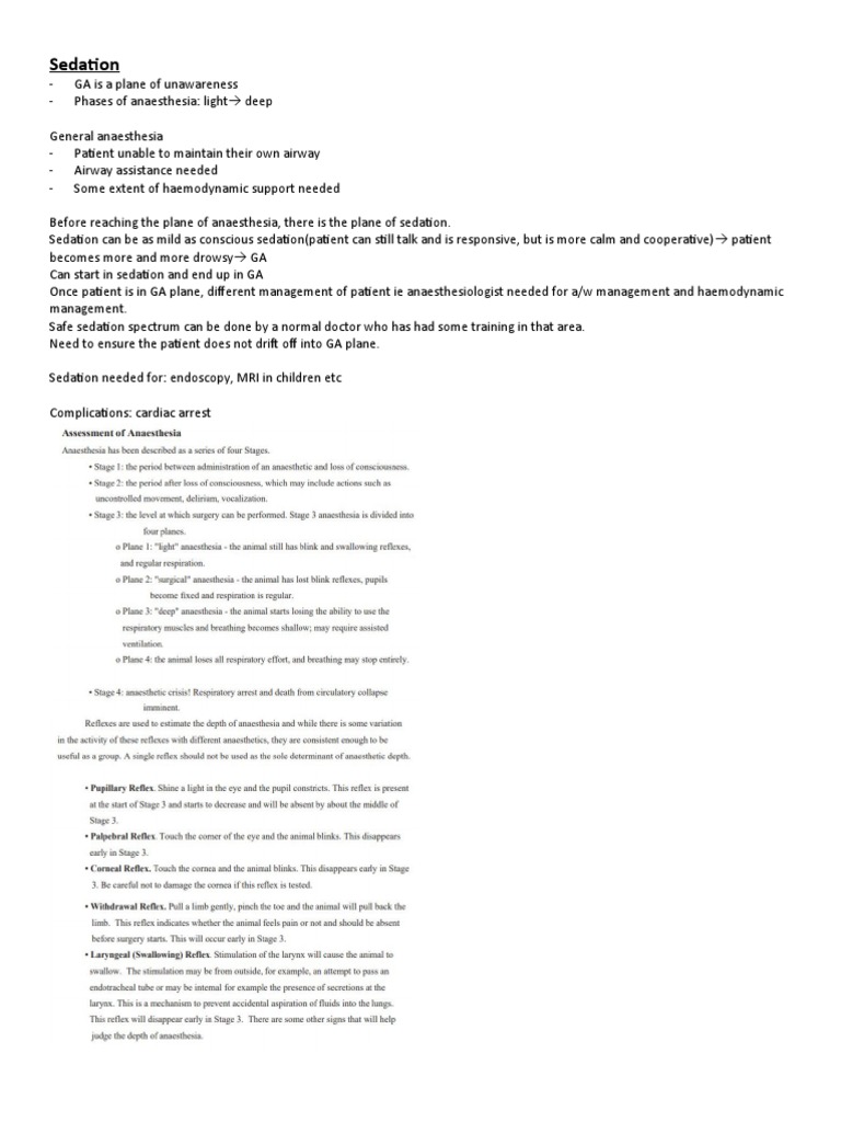Tutorial 6 Sedation PDF Clinical Medicine Medical Specialties