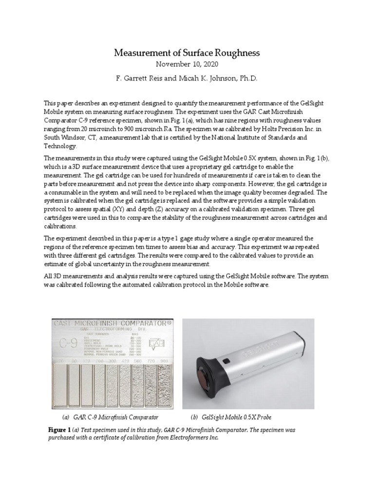 GelSight Measurement of Surface Roughness PDF Surface Roughness
