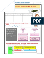 Ficha de Trabajo Identificamos Tema Central de Un Texto.