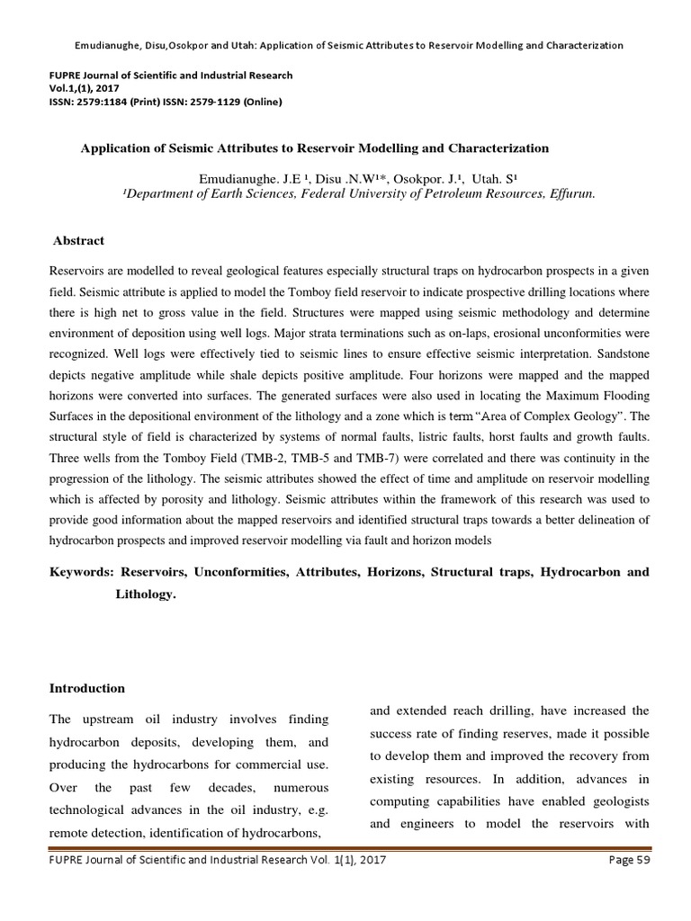 Seismic Attributes in Reservoir Modelling | PDF | Petroleum Reservoir ...
