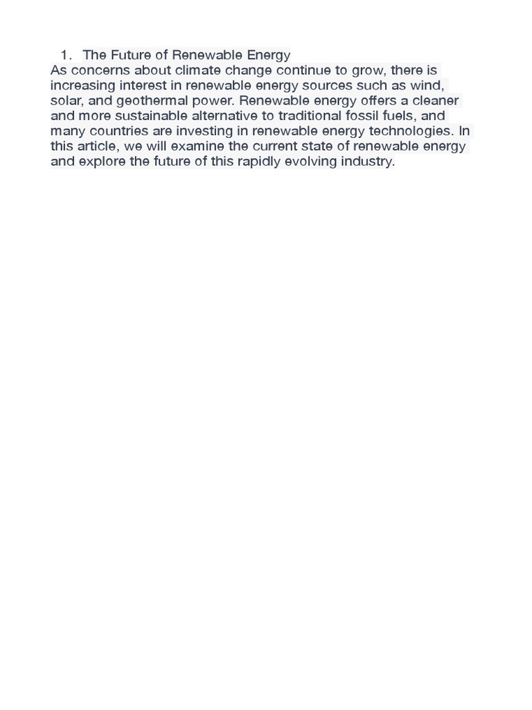 Future Trends in Renewable Energy | PDF | Science & Mathematics