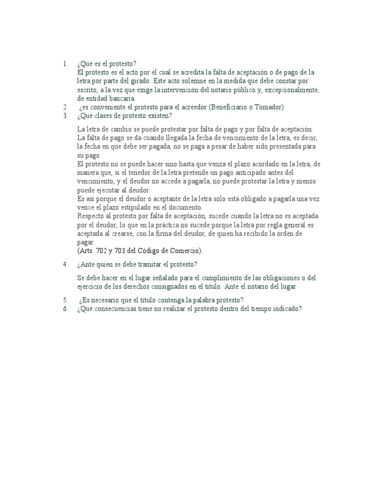 Qué Es El Protesto | PDF
