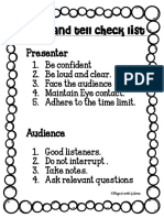 Show and Tell Check List: Presenter