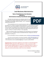 SBA Table of Size Standards - Effective Aug 19, 2019 - Rev