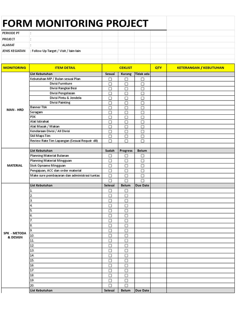 Form Monitoring - Form Ceklist FT - Workshop | PDF