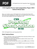 CSS English Precis and Composition Paper 2021 Solved MCQs Quiz