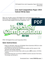 CSS English Precis and Composition Paper 2021 Solved MCQs Quiz