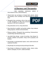 GPAT Clinical Pharmacy and Therapeutics Syllabus