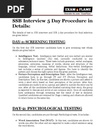 SSB Interview 5 Day Procedure in Details