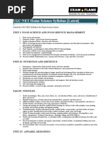 UGC NET Home Science Syllabus