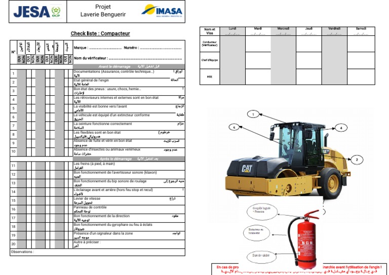 Checklist de Vérification Compacteur PDF | PDF | Véhicules terrestres ...