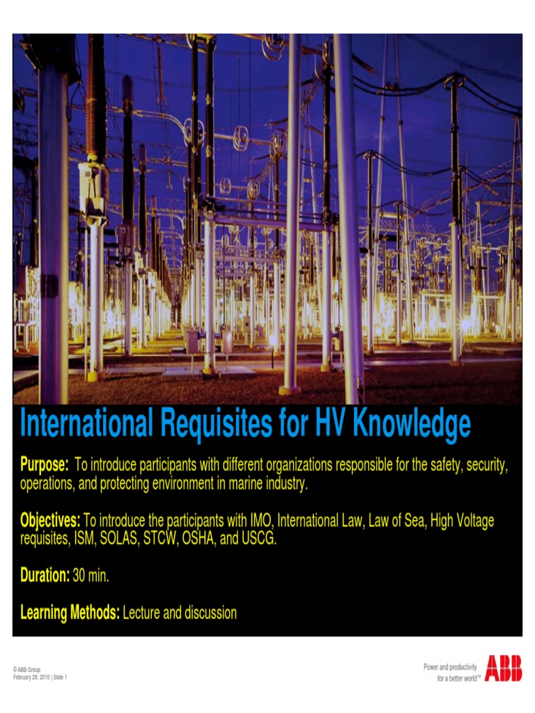 05 International Requisites For HV Knowledge PDF Occupational