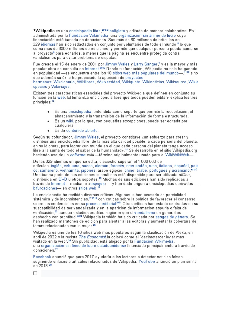 Wikipedia Es Una Software PDF Wikipedia Sitios web