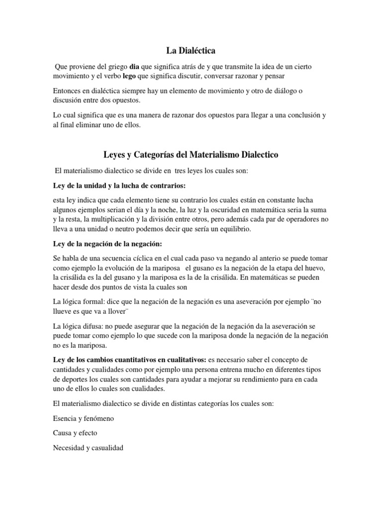 Resumen De La Dialectica Pdf