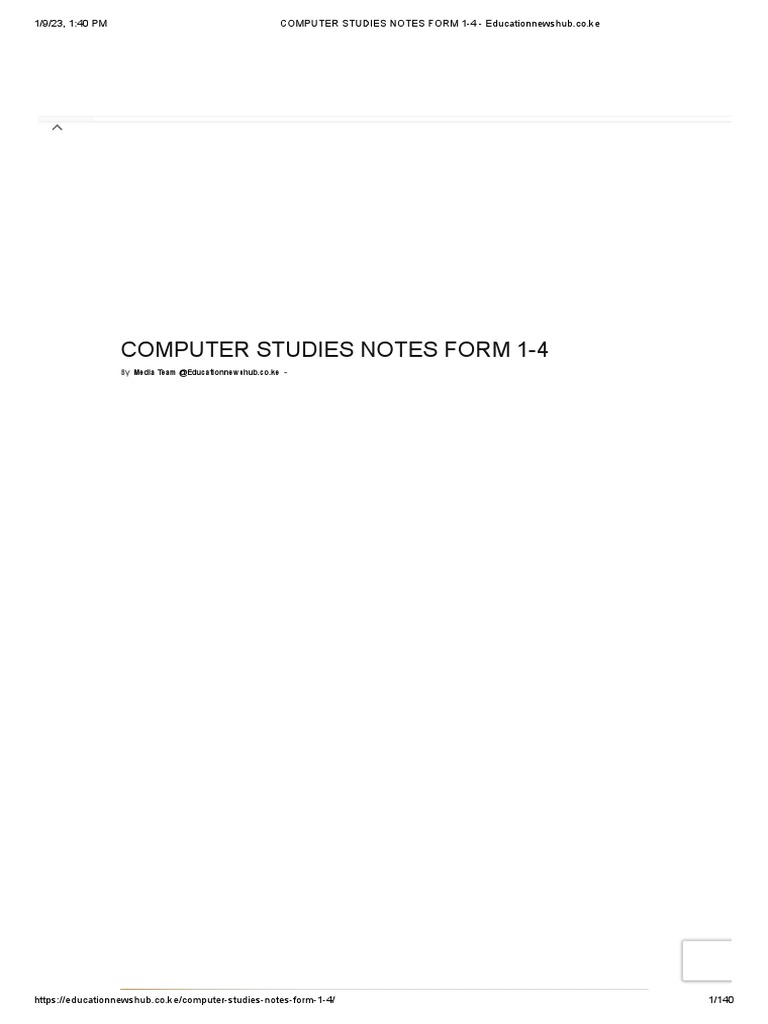 Computer Studies Notes Form 1-4 - Educationnewshub - Co.ke | PDF ...