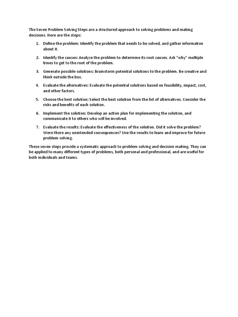 7 Problem Solving Steps | PDF