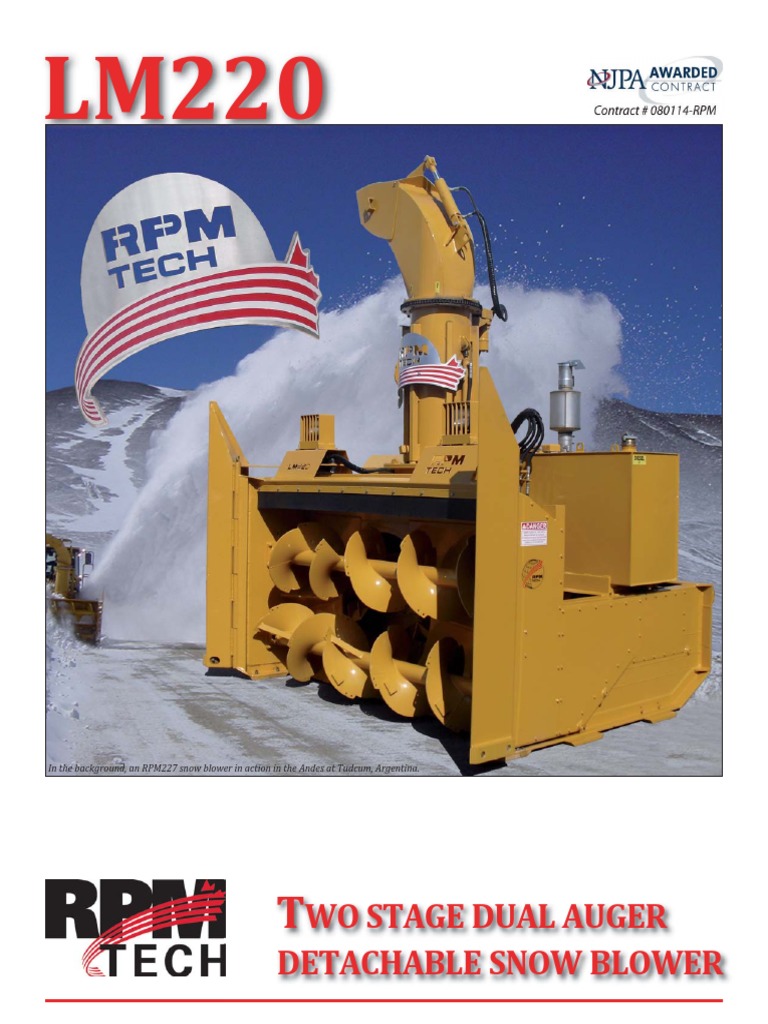 RPM Tech LM220 Snow Blower Brochure PDF Engines Clutch