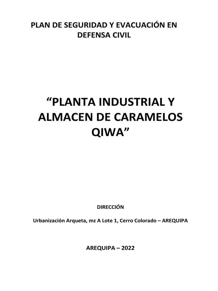 Plan de Seguridad y Evacuación en Defensa Civil | PDF | Defensa Civil ...