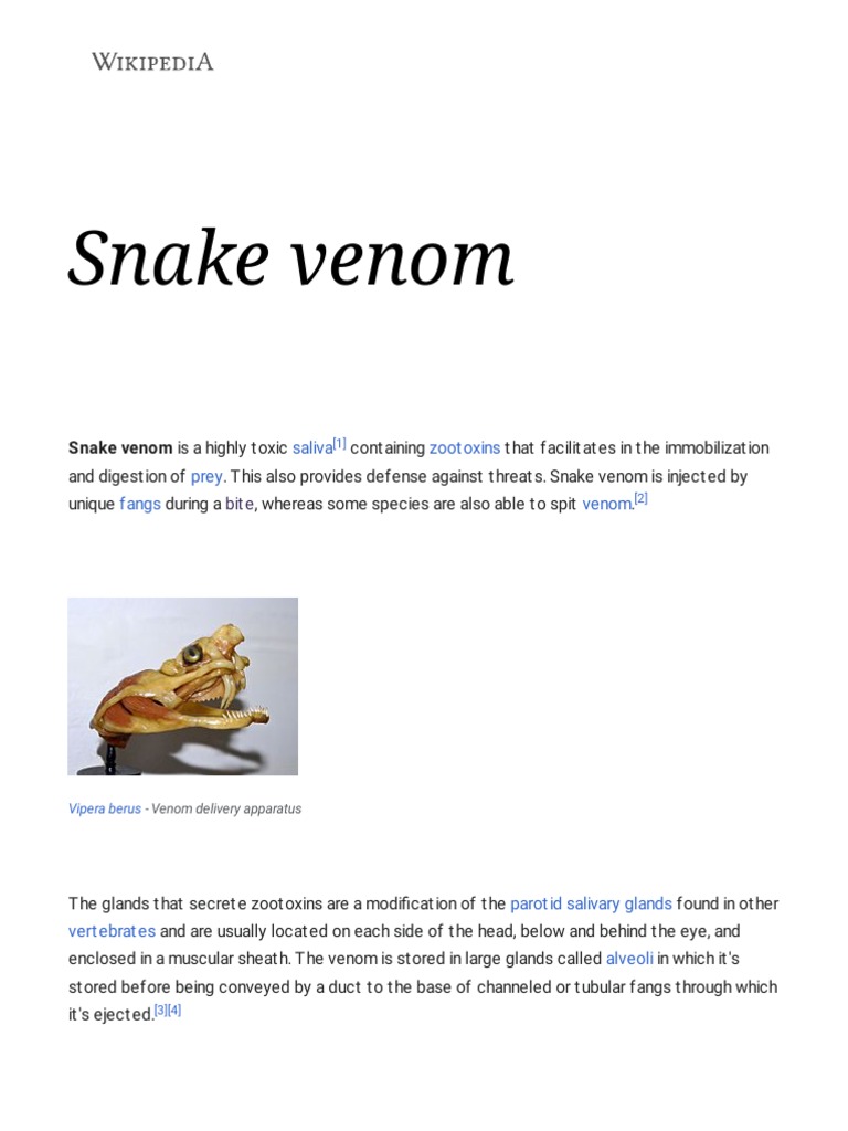 Snake Venom - Wikipedia | PDF | Chemical Synapse | Synapse