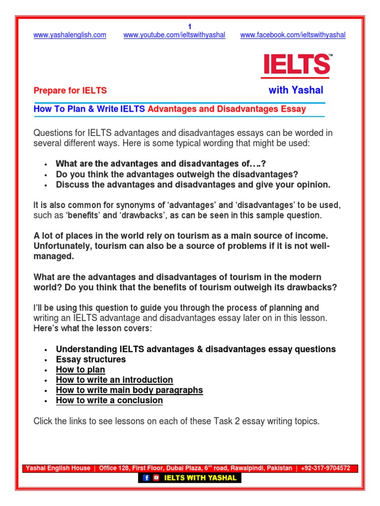 Ielts Essay - Advantages. Disadvantages | PDF | Essays | Tourism