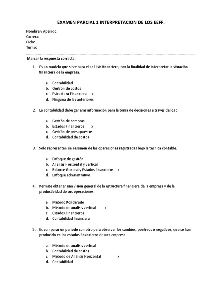 Examen Parcial 1 | PDF | Estado financiero | Contabilidad