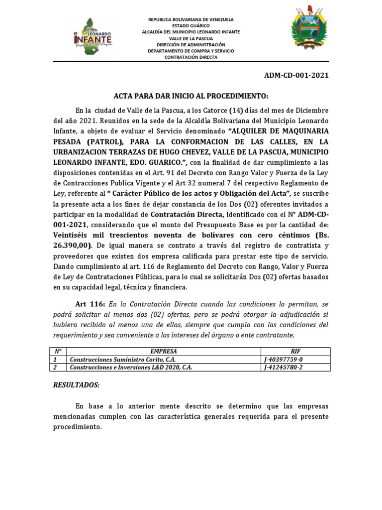 Acta Inicio Procedimiento | PDF | Gobierno