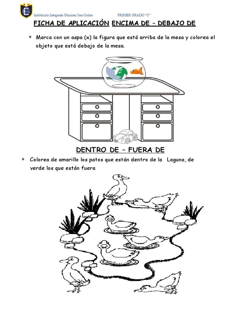 Ficha de Aplicación Encima de - Debajo de | PDF, image size:768x1024