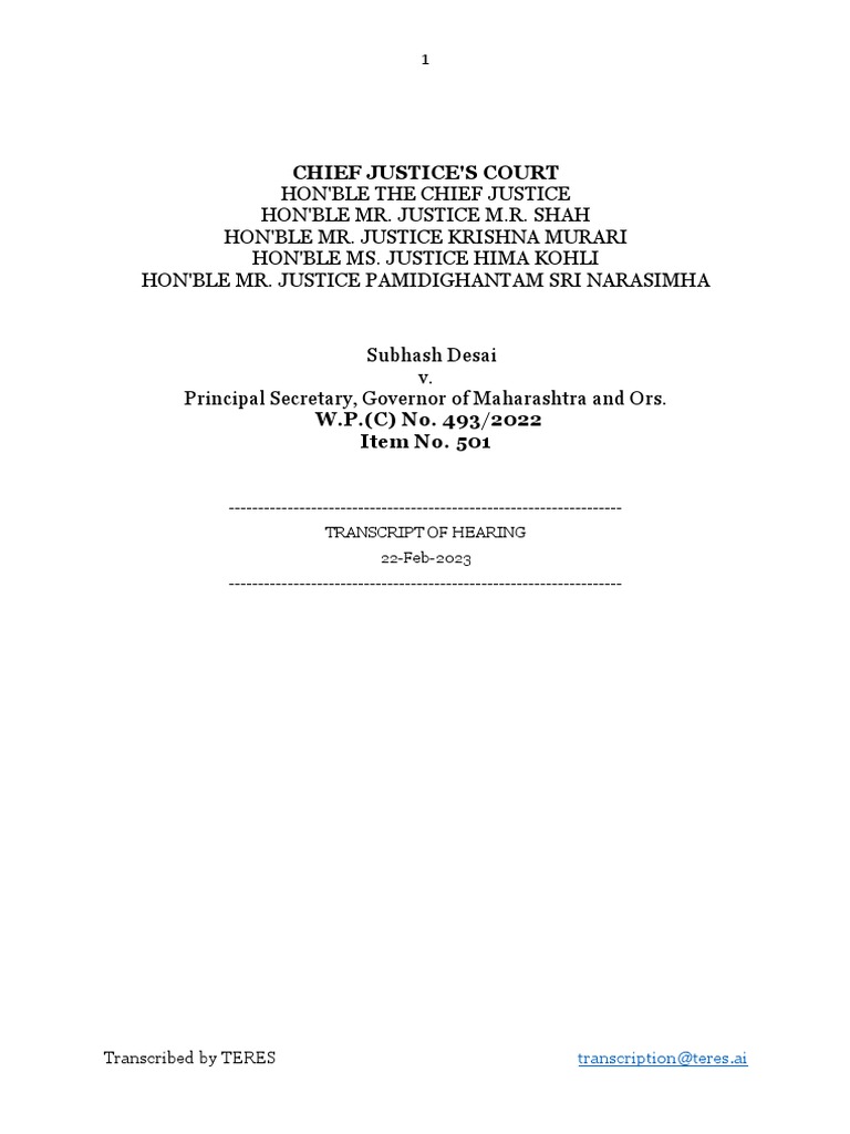 Transcript of WP Civil 493 of 2022 Hearing On 22 February 2023 | PDF ...