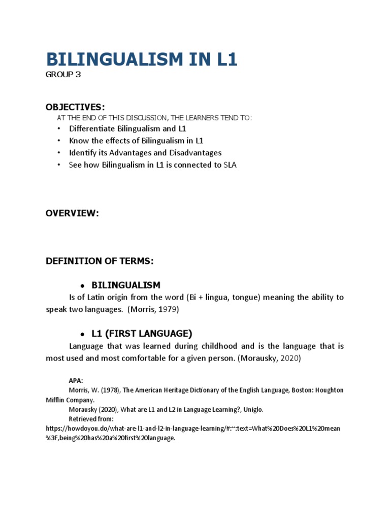 Bilingualism in L1 | PDF | Multilingualism | Second Language Acquisition
