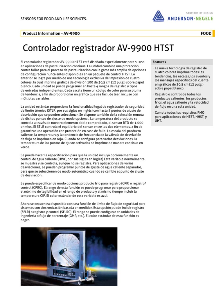 Controlador AV-9900 HTST para Pasteurización | PDF | Relé | Temperatura