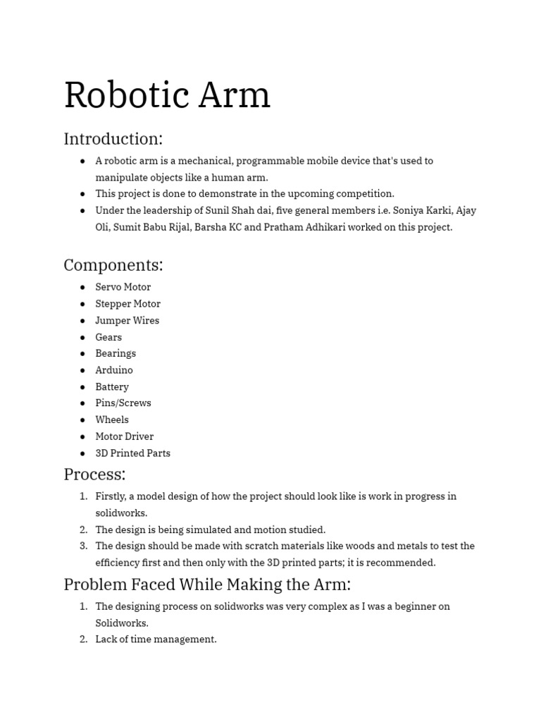 Robot Arm Documentation – FIRST Robotics Competition Control System – WWIK