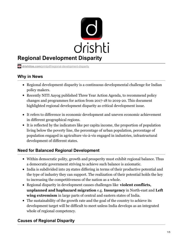 Regional Development Disparity | PDF | Green Revolution | Economies