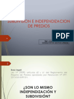 Subdivision E Independizacion de Predios: Mgtr. Jorge Luis Carrasco Millones Consultor en Gestion Urbana