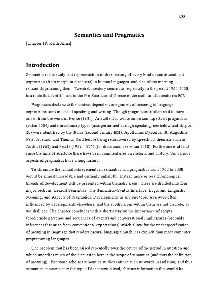 Semantics and Pragmatics Overview | PDF | Syntax | Grammatical Gender