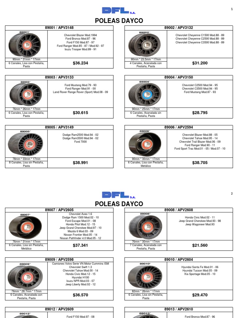Poleas Dayco Descargar Gratis Pdf Fabricantes De Automóviles