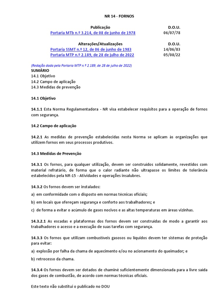 NR 14 Atualizada 2022 | PDF