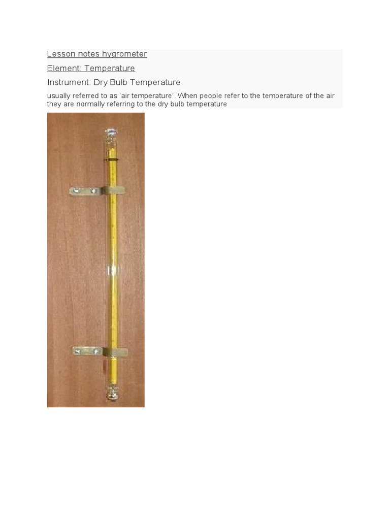 Lesson Notes Hygrometer PDF