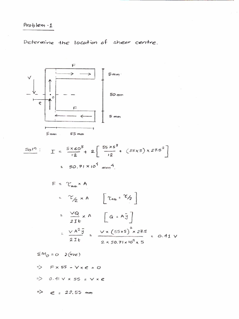 Shear Centre Problems PDF