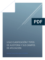 U1A2 Clasificación y Tipos de Auditoria y Sus Campos de Aplicación - Marizcal Torres Karla Lizeth