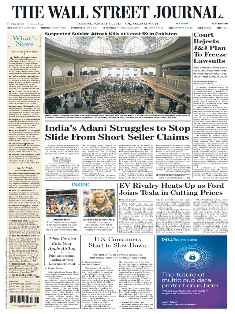 The Wall Street Journal - 31.01.23 | PDF | Johnson & Johnson | Ford Motor  Company