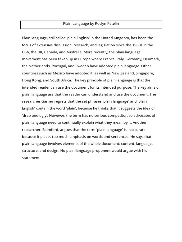Understanding Plain Language Principles | PDF | Language Arts & Discipline