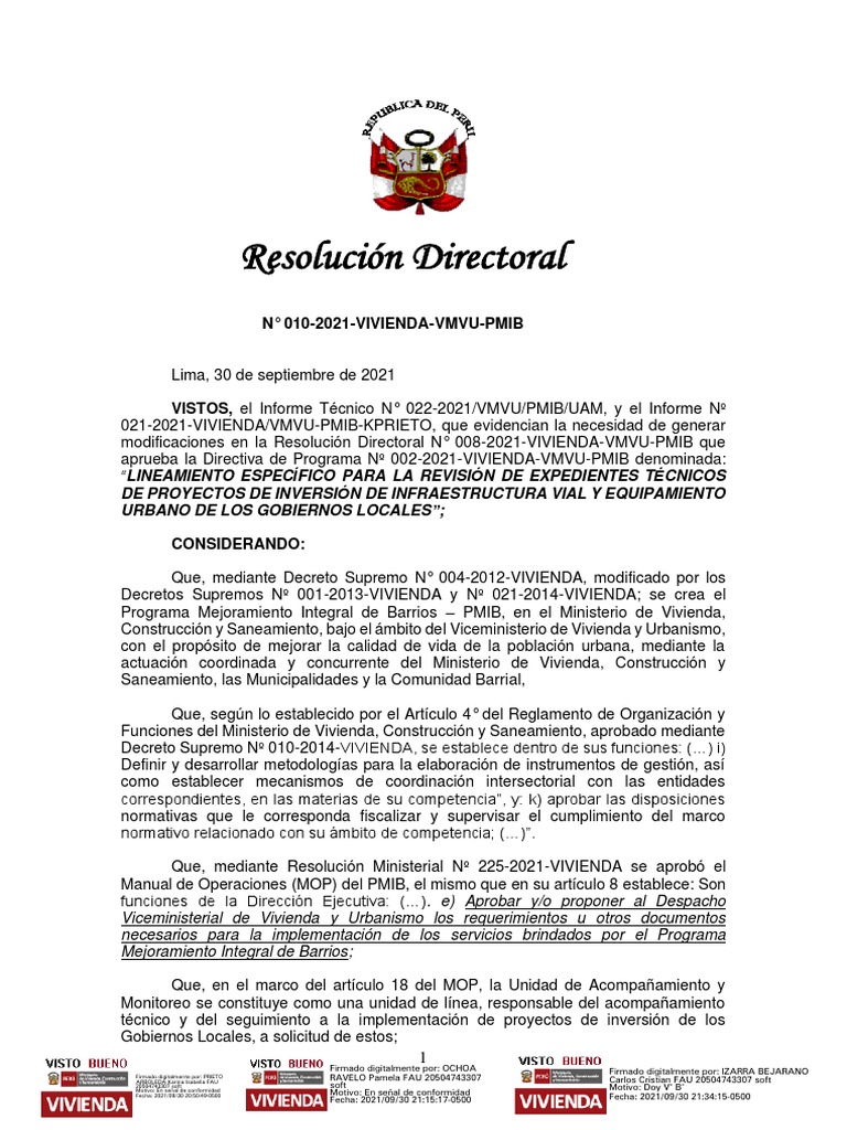 Modificación de Directiva PMIB 2021 | PDF