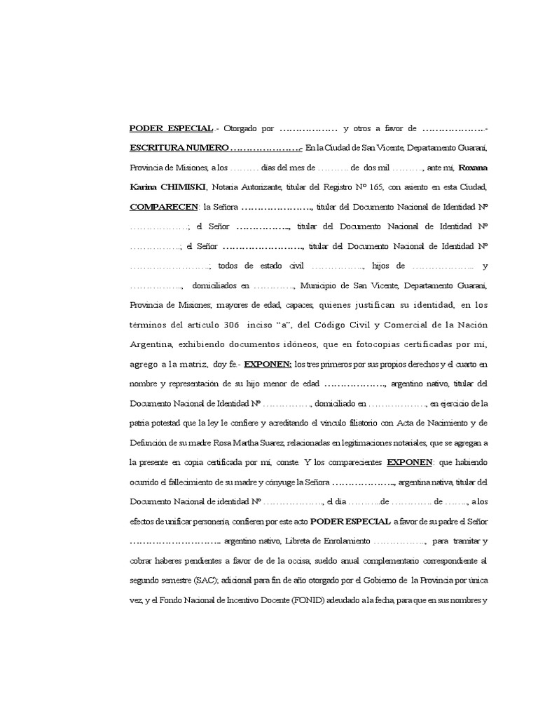 Poder Especial para Cobro de Haberes | PDF | Justicia | Crimen y violencia