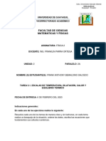 Tarea 3.1. Escalas de Temperatura, Dilatación, Calor y Equilibrio Térmico