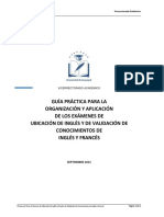 GUÍA PRÁCTICA PARA LOS EXÁMENES DE UBICACIÓN DE INGLÉS Y DE VALIDACIÓN DE CONOCIMIENTOS DE INGLÉS Y FRANCÉS - SEPTIEMBRE 2021